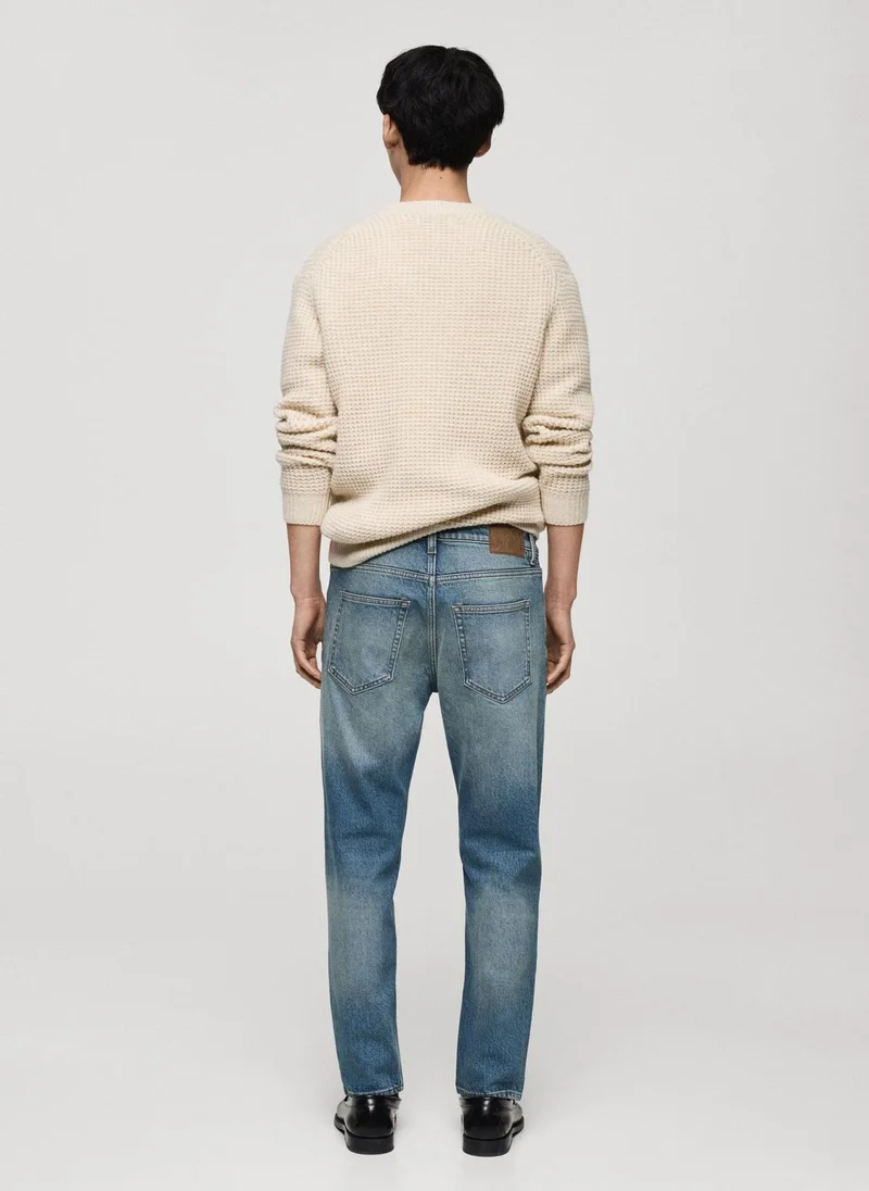 Mango Man ben tapered fit frayed effect jeans